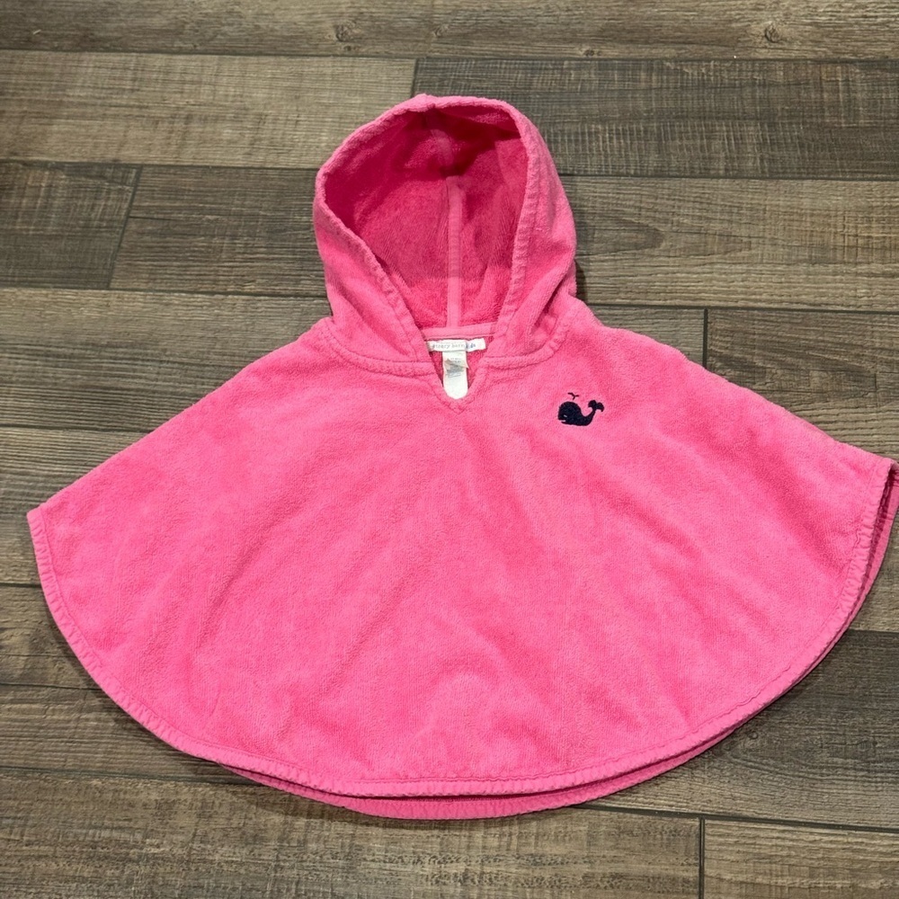 Pottery Barn Kids Baby Girl Pink Terry Hooded Whale Beach Swim Cover up 6-12 M
